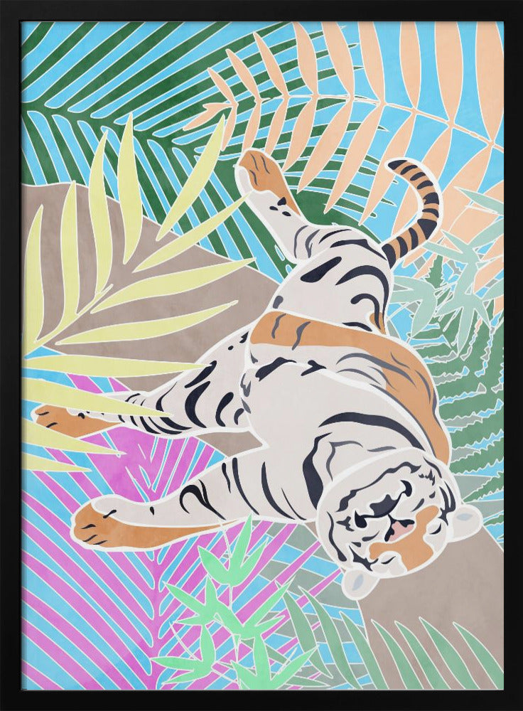 Tiger Sleepling in colourful jungle - plakatstore