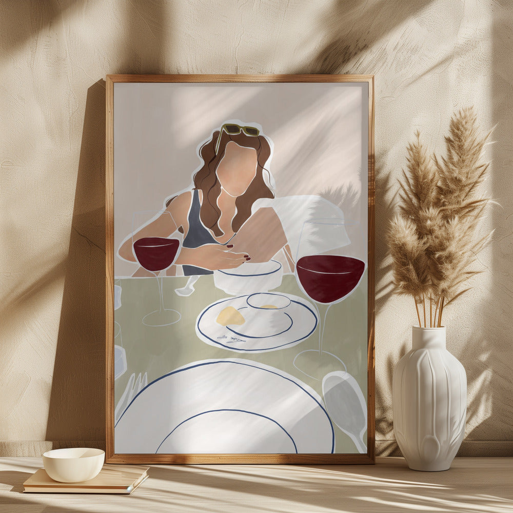 Woman Dining In a Restaurant - plakatstore