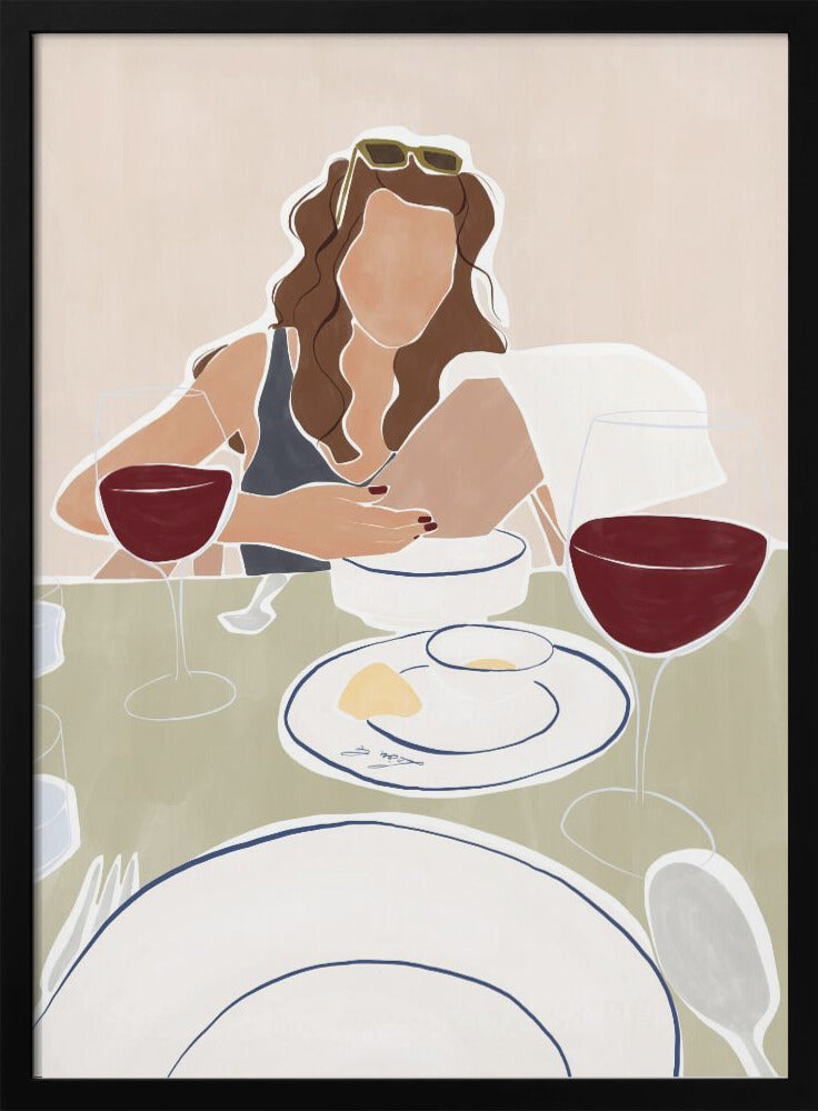 Woman Dining In a Restaurant - plakatstore