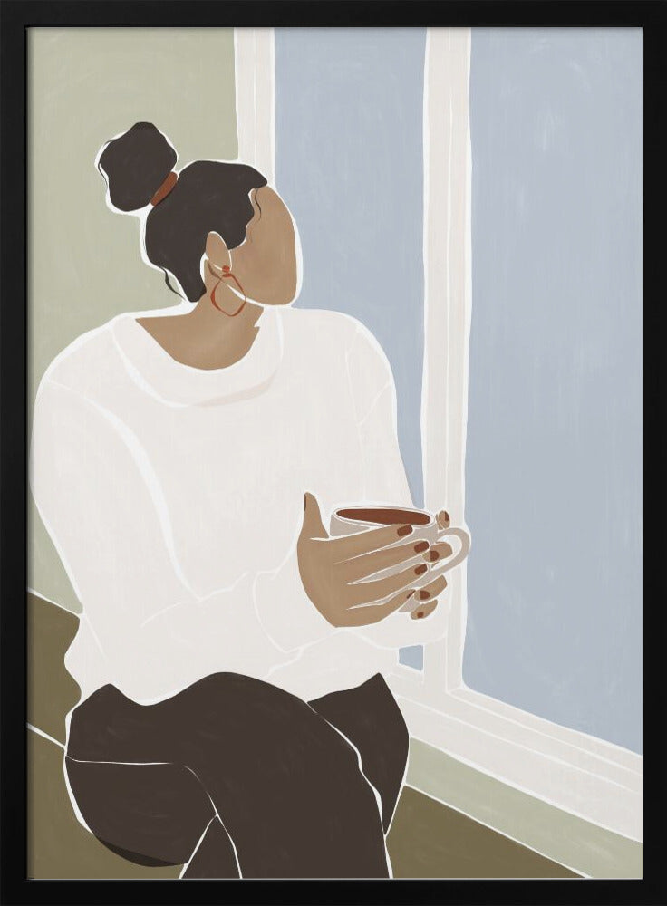 Woman Enjoying a Cup of Tea Art - plakatstore