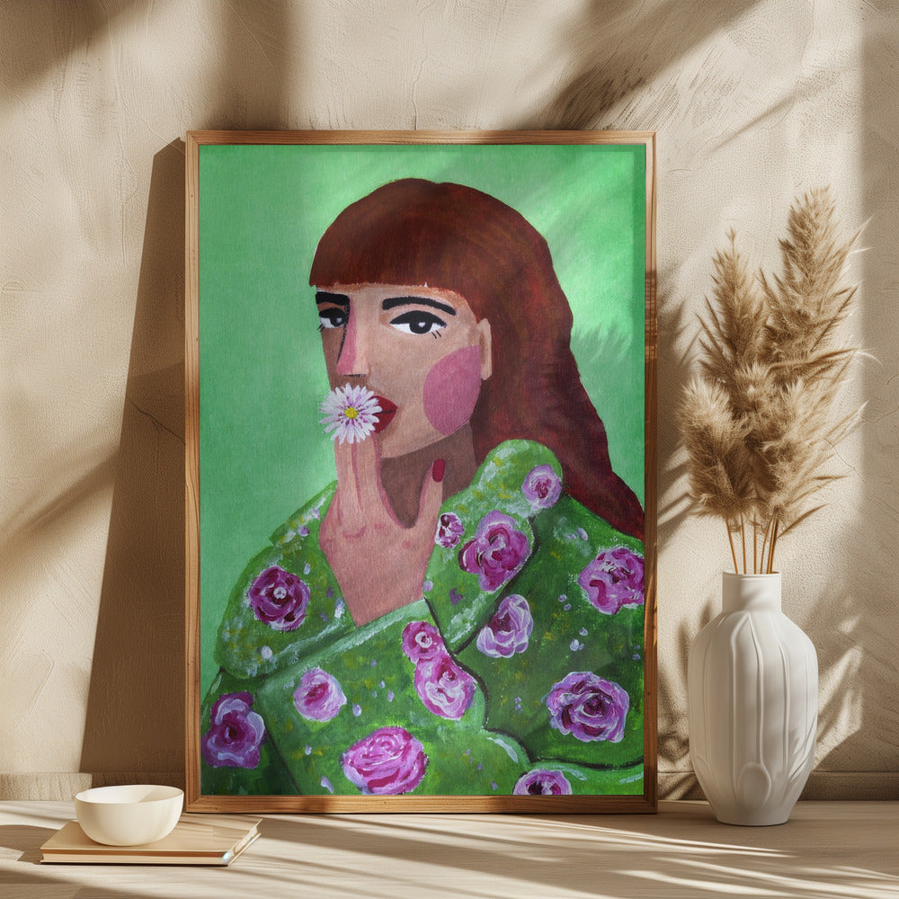 Woman Smoking a Flower