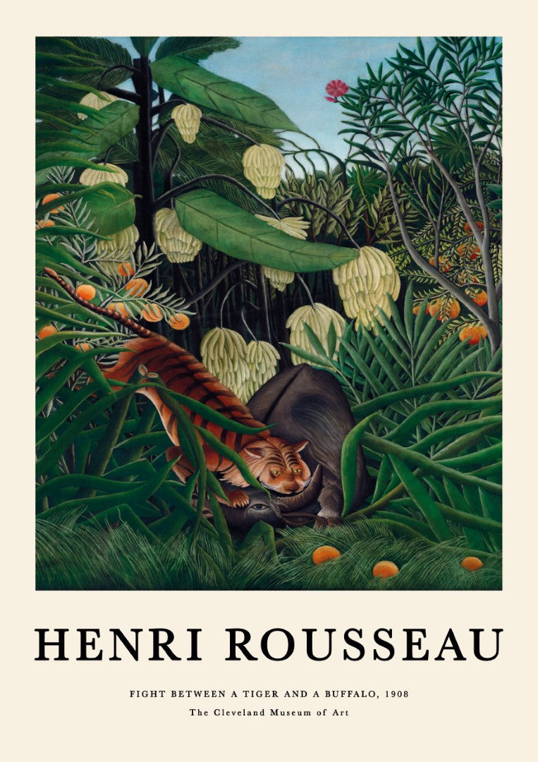 Henri Rousseau Fight Tiger and Buffalo Plakat