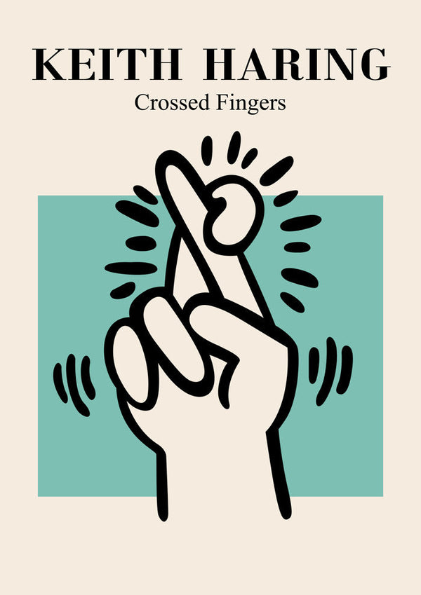 Keith Haring Crossed Fingers Plakat