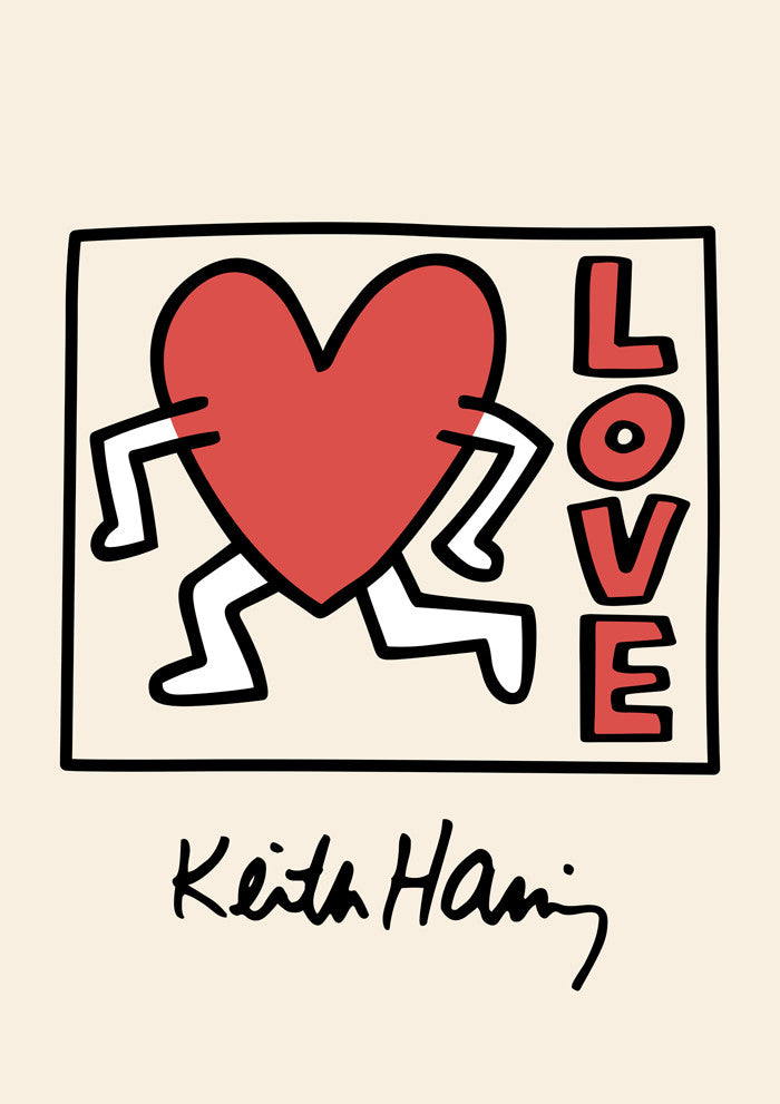 Keith Haring Running Heart Plakat - plakatstore