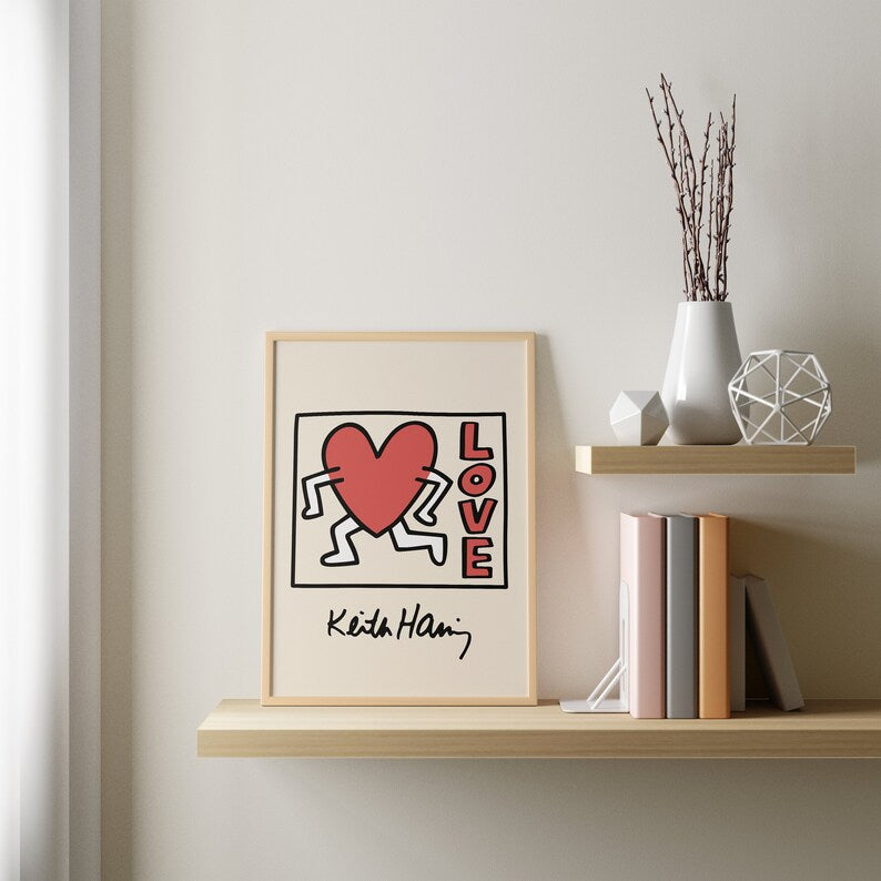 Keith Haring Running Heart Plakat - plakatstore