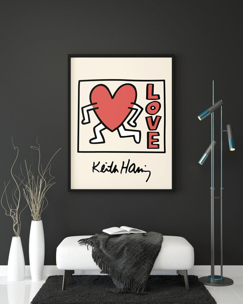Keith Haring Running Heart Plakat - plakatstore
