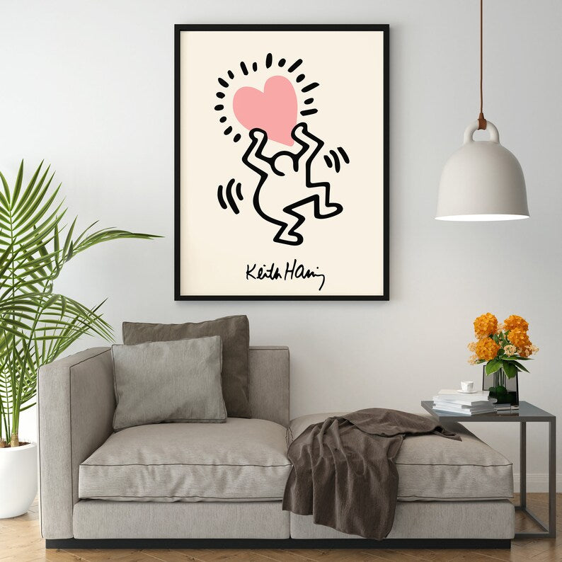 Keith Haring Man Holding Heart Plakat - plakatstore