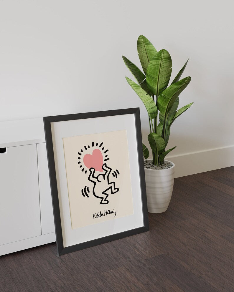 Keith Haring Man Holding Heart Plakat - plakatstore