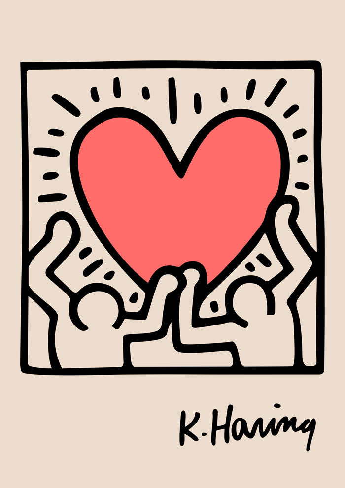 Keith Haring Two Figures Holding Heart Plakat - plakatstore