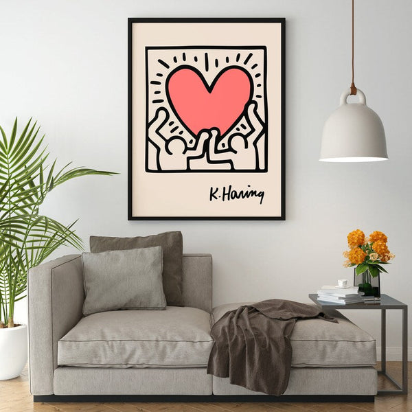 Keith Haring Two Figures Holding Heart Plakat 2