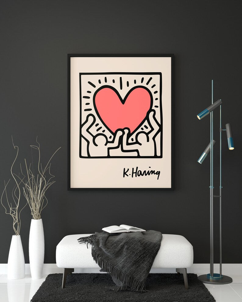 Keith Haring Two Figures Holding Heart Plakat 3