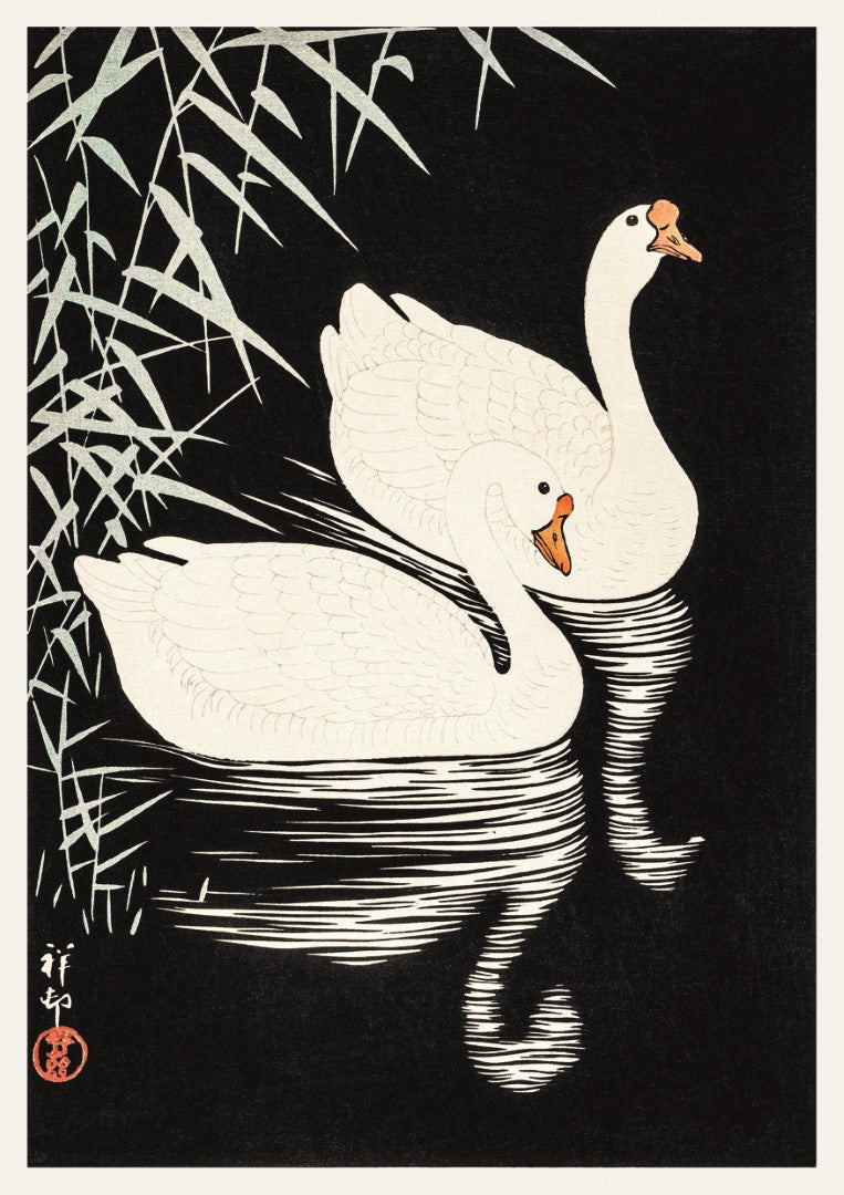 Ohara Koson Black Swans Plakat