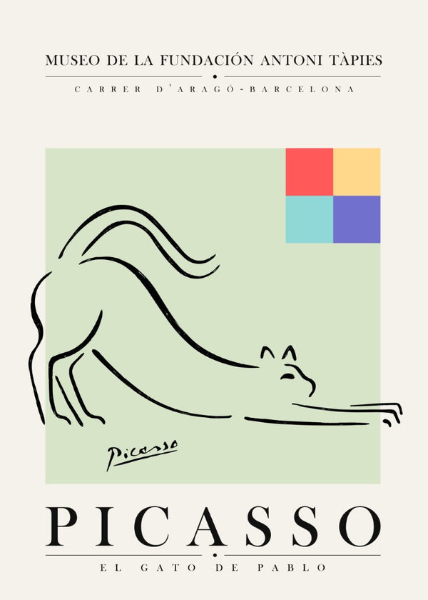 Picasso Musee Cat Green Plakat
