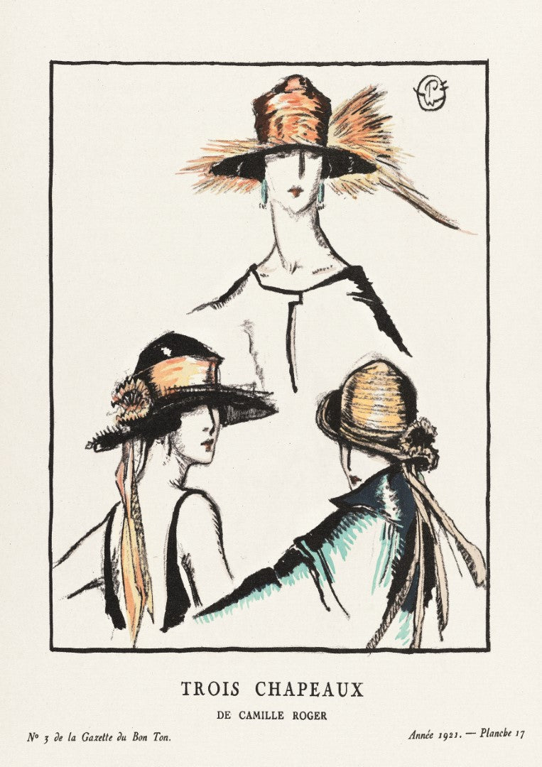 Trois Chapeaux Vintage Plakat