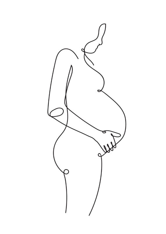 Pregnant Woman Line Art Plakat